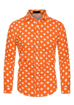 Buy ⭐ Lars Amadeus Men's 👚 Shirts Polka Dots Long Sleeve Slim Fit Printed 👗 Dress Button Down 👚 Shirt 💯 -Cheap Lars Amadeus Shop Belk 144