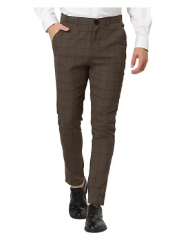 Hot Sale ⭐ Lars Amadeus Men's Plaid 👗 Dress Slim Fit Checked Business Pants with Pockets 😍 -Cheap Lars Amadeus Shop Belk 1440