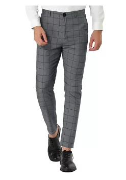 Hot Sale ⭐ Lars Amadeus Men's Plaid 👗 Dress Slim Fit Checked Business Pants with Pockets 😍 -Cheap Lars Amadeus Shop Belk 1441