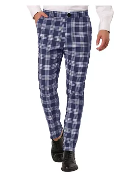 Hot Sale ✨ Lars Amadeus Men's Plaid 👗 Dress Pants Casual Slim Fit Flat Front Skinny Business Checked Plaid Pants 😀 -Cheap Lars Amadeus Shop Belk 1448