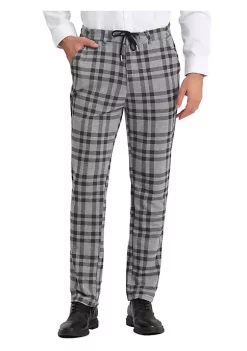 Hot Sale ✨ Lars Amadeus Men's Plaid 👗 Dress Pants Casual Slim Fit Flat Front Skinny Business Checked Plaid Pants 😀 -Cheap Lars Amadeus Shop Belk 1455