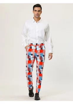 Top 10 ❤️ Lars Amadeus Men's Casual Geometric Printed Color Block Flat Front 👗 Dress Pants 🔥 -Cheap Lars Amadeus Shop Belk 1459
