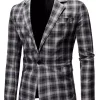 Coupon 🧨 Lars Amadeus Men's 👗 Dress Plaid Blazer Button Lightweight Slim Fit Checked Suit Sport 🧥 Coat Jacket 👏