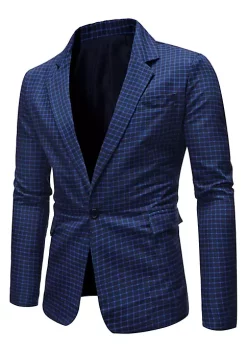 Coupon 🧨 Lars Amadeus Men's 👗 Dress Plaid Blazer Button Lightweight Slim Fit Checked Suit Sport 🧥 Coat Jacket 👏 -Cheap Lars Amadeus Shop Belk 1482