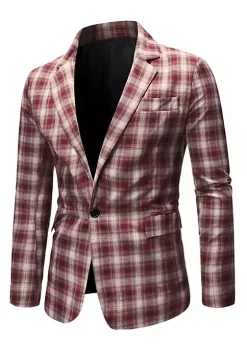 Coupon 🧨 Lars Amadeus Men's 👗 Dress Plaid Blazer Button Lightweight Slim Fit Checked Suit Sport 🧥 Coat Jacket 👏 -Cheap Lars Amadeus Shop Belk 1483