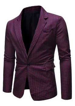 Coupon 🧨 Lars Amadeus Men's 👗 Dress Plaid Blazer Button Lightweight Slim Fit Checked Suit Sport 🧥 Coat Jacket 👏 -Cheap Lars Amadeus Shop Belk 1484