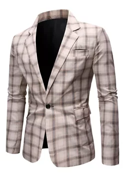 Coupon 🧨 Lars Amadeus Men's 👗 Dress Plaid Blazer Button Lightweight Slim Fit Checked Suit Sport 🧥 Coat Jacket 👏 -Cheap Lars Amadeus Shop Belk 1487
