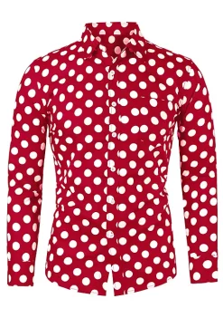 Buy ⭐ Lars Amadeus Men's 👚 Shirts Polka Dots Long Sleeve Slim Fit Printed 👗 Dress Button Down 👚 Shirt 💯 -Cheap Lars Amadeus Shop Belk 151