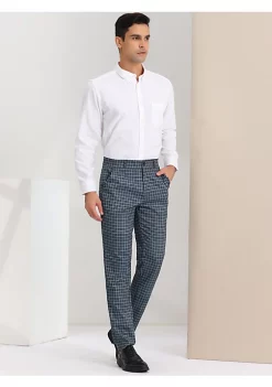 Deals ✨ Lars Amadeus Men's Business Plaid Pants Regular Fit Flat Front Checked Pants 🔥 -Cheap Lars Amadeus Shop Belk 1531