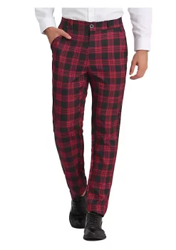 Deals ✨ Lars Amadeus Men's Business Plaid Pants Regular Fit Flat Front Checked Pants 🔥 -Cheap Lars Amadeus Shop Belk 1533