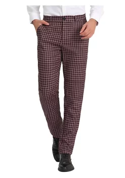 Deals ✨ Lars Amadeus Men's Business Plaid Pants Regular Fit Flat Front Checked Pants 🔥 -Cheap Lars Amadeus Shop Belk 1534