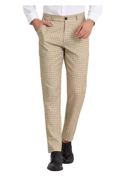 Deals ✨ Lars Amadeus Men's Business Plaid Pants Regular Fit Flat Front Checked Pants 🔥 -Cheap Lars Amadeus Shop Belk 1535