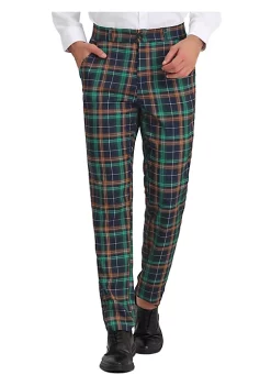 Deals ✨ Lars Amadeus Men's Business Plaid Pants Regular Fit Flat Front Checked Pants 🔥 -Cheap Lars Amadeus Shop Belk 1536