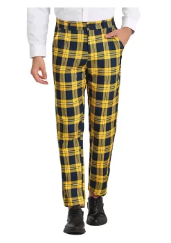 Deals ✨ Lars Amadeus Men's Business Plaid Pants Regular Fit Flat Front Checked Pants 🔥 -Cheap Lars Amadeus Shop Belk 1537