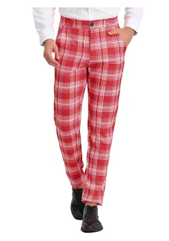 Deals ✨ Lars Amadeus Men's Business Plaid Pants Regular Fit Flat Front Checked Pants 🔥 -Cheap Lars Amadeus Shop Belk 1539