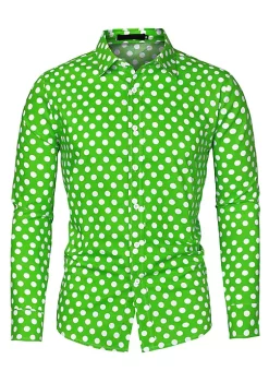 Buy ⭐ Lars Amadeus Men's 👚 Shirts Polka Dots Long Sleeve Slim Fit Printed 👗 Dress Button Down 👚 Shirt 💯 -Cheap Lars Amadeus Shop Belk 154