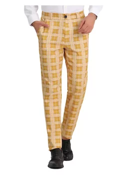 Deals ✨ Lars Amadeus Men's Business Plaid Pants Regular Fit Flat Front Checked Pants 🔥 -Cheap Lars Amadeus Shop Belk 1541