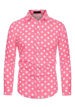 Buy ⭐ Lars Amadeus Men's 👚 Shirts Polka Dots Long Sleeve Slim Fit Printed 👗 Dress Button Down 👚 Shirt 💯 -Cheap Lars Amadeus Shop Belk 155