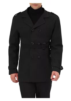 Promo 🎉 Lars Amadeus Men's Overcoat Slim Fit Double Breasted Notch Lapel Trench 🧥 Coat with Belt ⭐