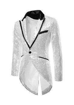 Cheap ✔️ Lars Amadeus Men's Sequin Tailcoat Tuxedo Blazer Party Wedding Show Sparkle Suit Jacket ✔️