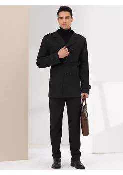 Promo 🎉 Lars Amadeus Men's Overcoat Slim Fit Double Breasted Notch Lapel Trench 🧥 Coat with Belt ⭐ -Cheap Lars Amadeus Shop Belk 1560