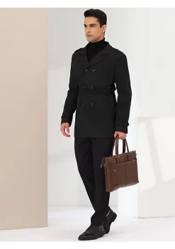 Promo 🎉 Lars Amadeus Men's Overcoat Slim Fit Double Breasted Notch Lapel Trench 🧥 Coat with Belt ⭐ -Cheap Lars Amadeus Shop Belk 1561