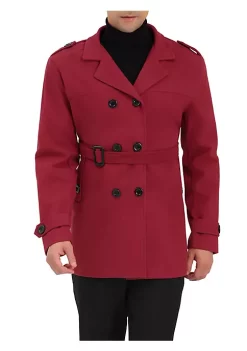 Promo 🎉 Lars Amadeus Men's Overcoat Slim Fit Double Breasted Notch Lapel Trench 🧥 Coat with Belt ⭐ -Cheap Lars Amadeus Shop Belk 1563