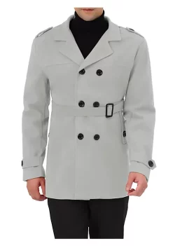 Promo 🎉 Lars Amadeus Men's Overcoat Slim Fit Double Breasted Notch Lapel Trench 🧥 Coat with Belt ⭐ -Cheap Lars Amadeus Shop Belk 1565