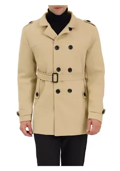 Promo 🎉 Lars Amadeus Men's Overcoat Slim Fit Double Breasted Notch Lapel Trench 🧥 Coat with Belt ⭐ -Cheap Lars Amadeus Shop Belk 1566