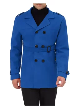 Promo 🎉 Lars Amadeus Men's Overcoat Slim Fit Double Breasted Notch Lapel Trench 🧥 Coat with Belt ⭐ -Cheap Lars Amadeus Shop Belk 1567