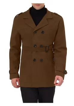 Promo 🎉 Lars Amadeus Men's Overcoat Slim Fit Double Breasted Notch Lapel Trench 🧥 Coat with Belt ⭐ -Cheap Lars Amadeus Shop Belk 1568