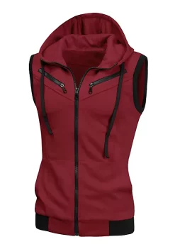 Hot Sale 🔔 Lars Amadeus Men's Sleeveless Slim Fit Hoodie Vest Zipper Drawstring Gilet Jacket with Pockets 👏