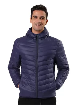 Flash Sale 🛒 Lars Amadeus Men's Winter 🧥 Coats Lightweight Solid Color Full-Zip Hooded Puffer Down Jacket ✨ -Cheap Lars Amadeus Shop Belk 1616