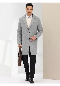 Best Pirce 🌟 Lars Amadeus Men's Trench 🧥 Coat Single Breasted Lapel Collar Mid-Length Solid Overcoat 🥰 -Cheap Lars Amadeus Shop Belk 1619