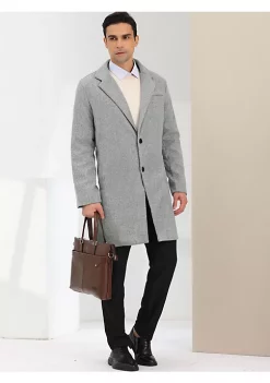 Best Pirce 🌟 Lars Amadeus Men's Trench 🧥 Coat Single Breasted Lapel Collar Mid-Length Solid Overcoat 🥰 -Cheap Lars Amadeus Shop Belk 1620
