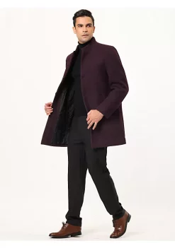 Outlet 🥰 Lars Amadeus Men's Trench 🧥 Coat Winter Stand Collar Single Breasted Wool Blend Pea 🧥 Coat Overcoat 😍 -Cheap Lars Amadeus Shop Belk 1627