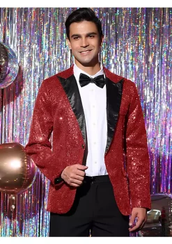 New 🤩 Lars Amadeus Men's Sequin Suit Jacket Peak Lapel Sparkly Party Show Glitter Sports 🧥 Coat 🌟 -Cheap Lars Amadeus Shop Belk 1640