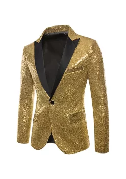 New 🤩 Lars Amadeus Men's Sequin Suit Jacket Peak Lapel Sparkly Party Show Glitter Sports 🧥 Coat 🌟 -Cheap Lars Amadeus Shop Belk 1643