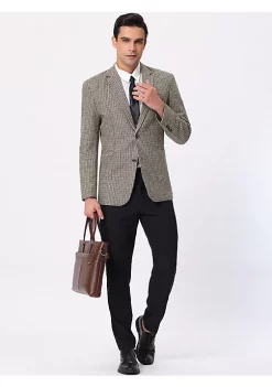 Cheap 😀 Lars Amadeus Men's Houndstooth Blazer Notched Lapel Suit Jacket Plaid Sports 🧥 Coat 🔔 -Cheap Lars Amadeus Shop Belk 1662