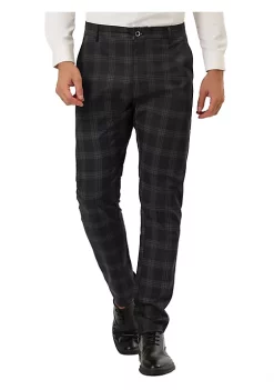 Best Sale 👍 Lars Amadeus Men's Slim Fit Plaid Checks Pattern 👗 Dress Chino Pants Trousers 🎁