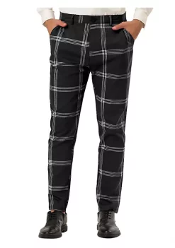 Best Sale 👍 Lars Amadeus Men's Slim Fit Plaid Checks Pattern 👗 Dress Chino Pants Trousers 🎁 -Cheap Lars Amadeus Shop Belk 1680