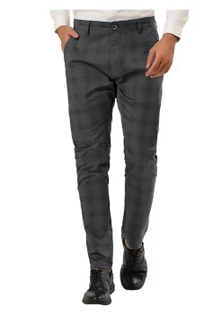 Best Sale 👍 Lars Amadeus Men's Slim Fit Plaid Checks Pattern 👗 Dress Chino Pants Trousers 🎁 -Cheap Lars Amadeus Shop Belk 1686