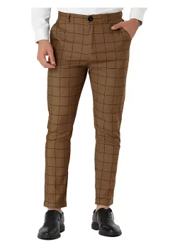 Best Sale 👍 Lars Amadeus Men's Slim Fit Plaid Checks Pattern 👗 Dress Chino Pants Trousers 🎁 -Cheap Lars Amadeus Shop Belk 1687