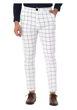 Best Sale 👍 Lars Amadeus Men's Slim Fit Plaid Checks Pattern 👗 Dress Chino Pants Trousers 🎁 -Cheap Lars Amadeus Shop Belk 1688