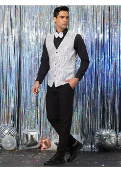 Brand new 😉 Lars Amadeus Men's Sequin Waistcoat Shiny Sleeveless Party Prom 👗 Dress Suit Vest with Bow Tie ❤️ -Cheap Lars Amadeus Shop Belk 1713