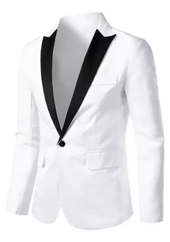 Best deal 🔔 Lars Amadeus Men's 👗 Dress Slim Fit Blazer Contrast Color Collar One Button Prom Suit Sports 🧥 Coat 😉 -Cheap Lars Amadeus Shop Belk 1734