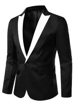 Best deal 🔔 Lars Amadeus Men's 👗 Dress Slim Fit Blazer Contrast Color Collar One Button Prom Suit Sports 🧥 Coat 😉 -Cheap Lars Amadeus Shop Belk 1735