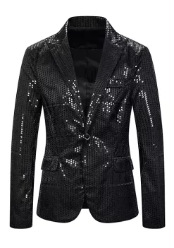 Coupon 🎉 Lars Amadeus Men's Shiny Sequins Blazer Suit Jacket Peak Lapel Party Wedding Tuxedo Glitter Blazers 😍