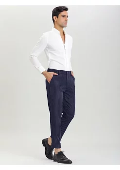 Best deal 👏 Lars Amadeus Men's Stripe 👗 Dress Pants Straight Fit Vertical Stripe Formal Pants Business Trousers 😀 -Cheap Lars Amadeus Shop Belk 1808