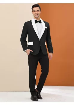 Promo ✨ Lars Amadeus Men's Formal Blazer Slim Fit Contrast Color One Button Sports 🧥 Coat Suit Jacket 😍 -Cheap Lars Amadeus Shop Belk 1820